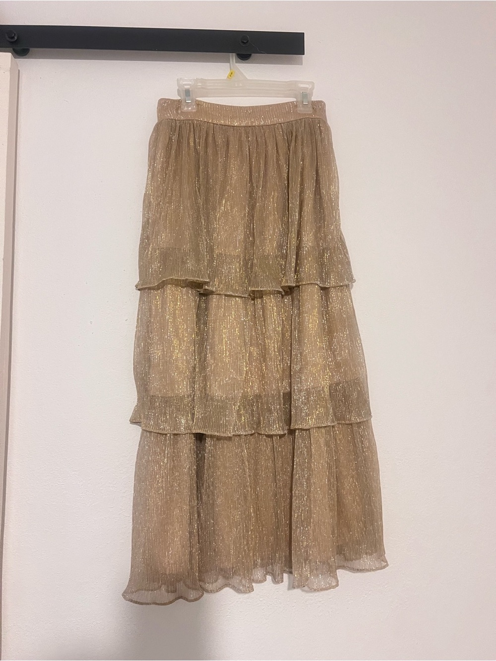 A Loves A Gold Tiered Maxi Skirt